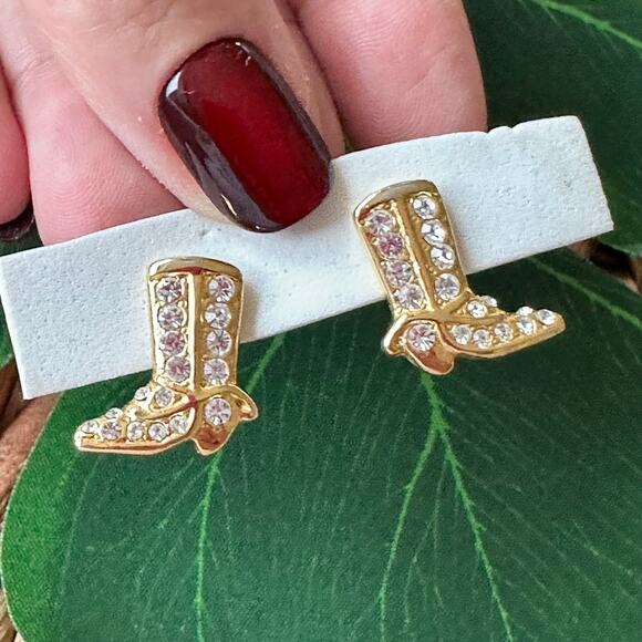 BOGO FREE GOLDEN CRYSTAL COWBOY BOOT EARRINGS - Picture 6 of 6